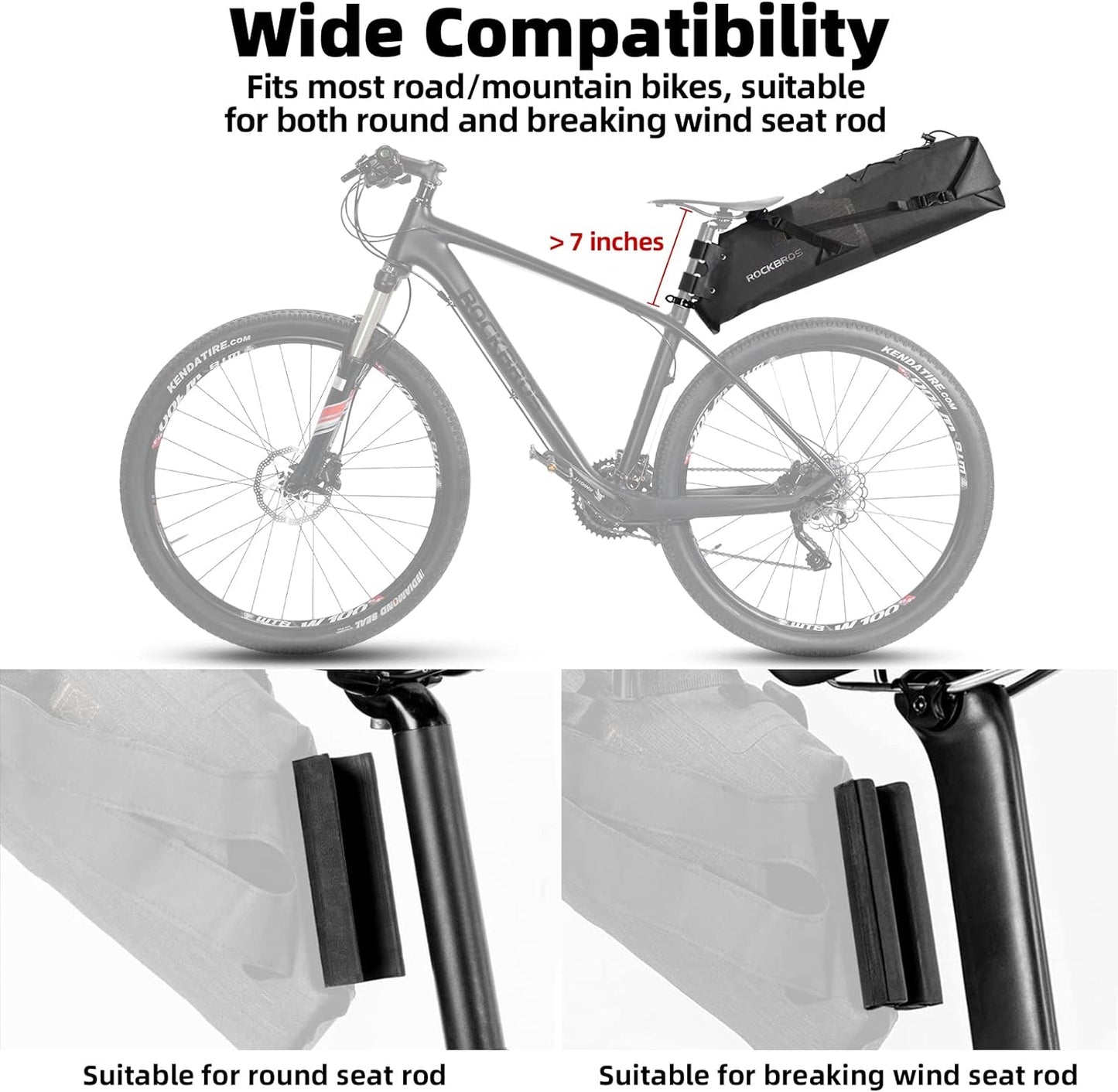 ROCKBROS Waterproof Bikepacking Saddle Bag 14L Adjustable Capacity Easy Install