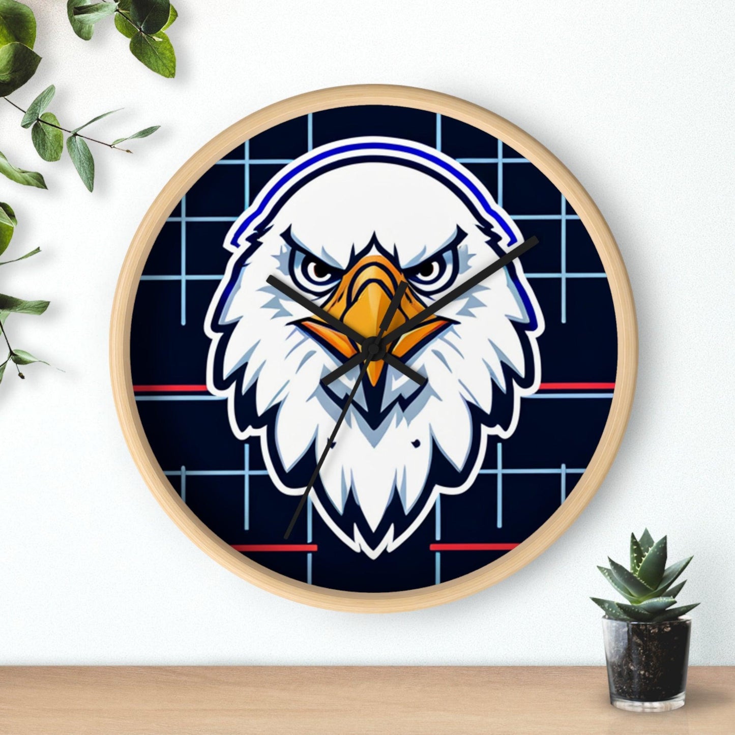 Bald Eagle Grid Wall Clock - Lizard Vigilante