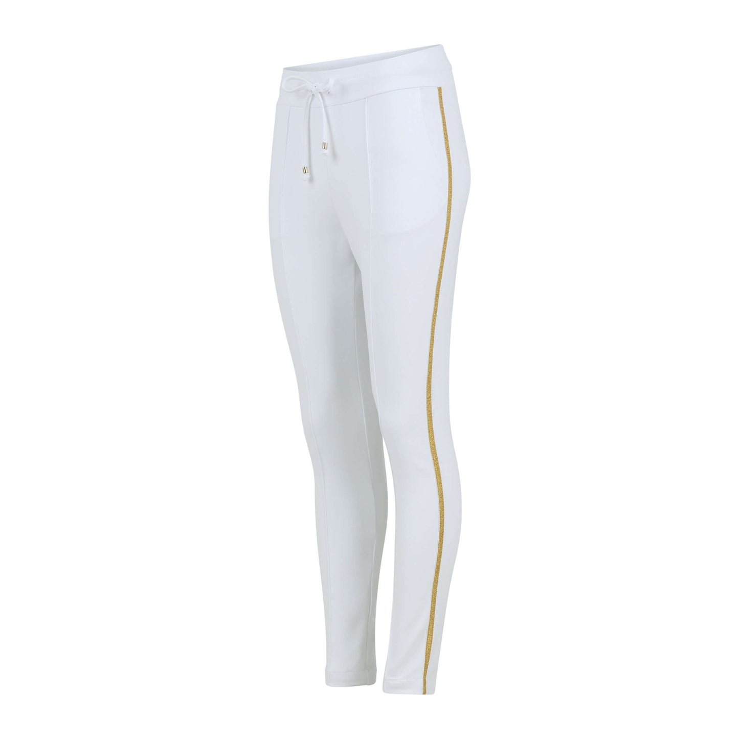 White W/ Gold Stripe Sweatpants
