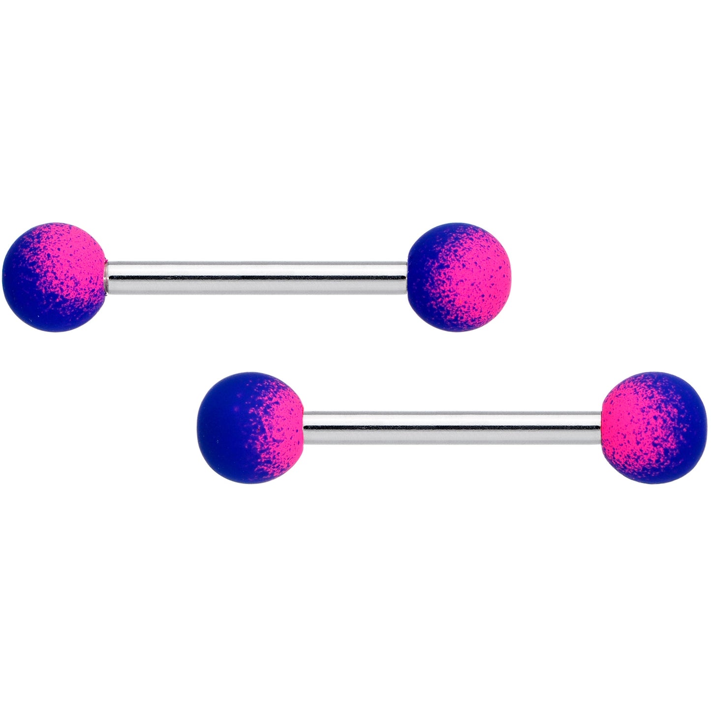 14G 9/16 Pink Blue Ombre Soft Finish Barbell Nipple Ring Set