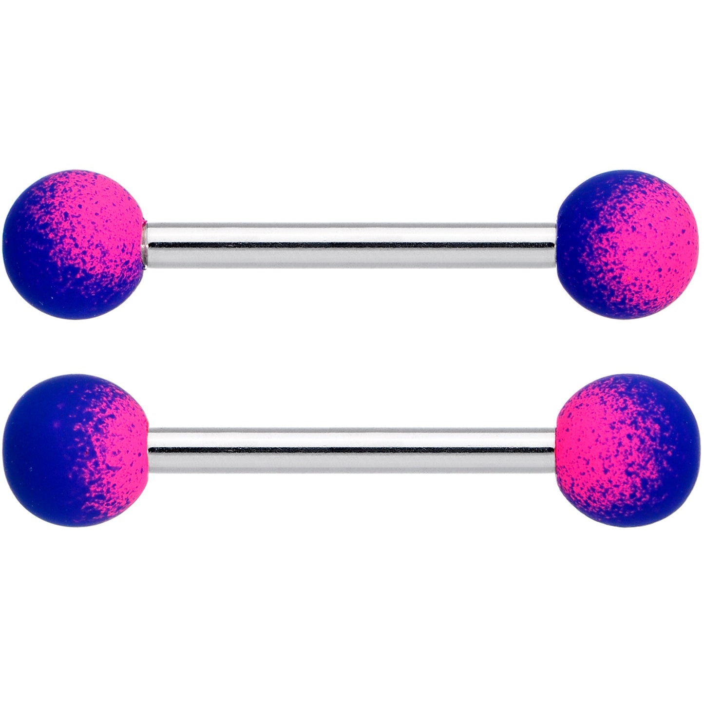 14G 9/16 Pink Blue Ombre Soft Finish Barbell Nipple Ring Set
