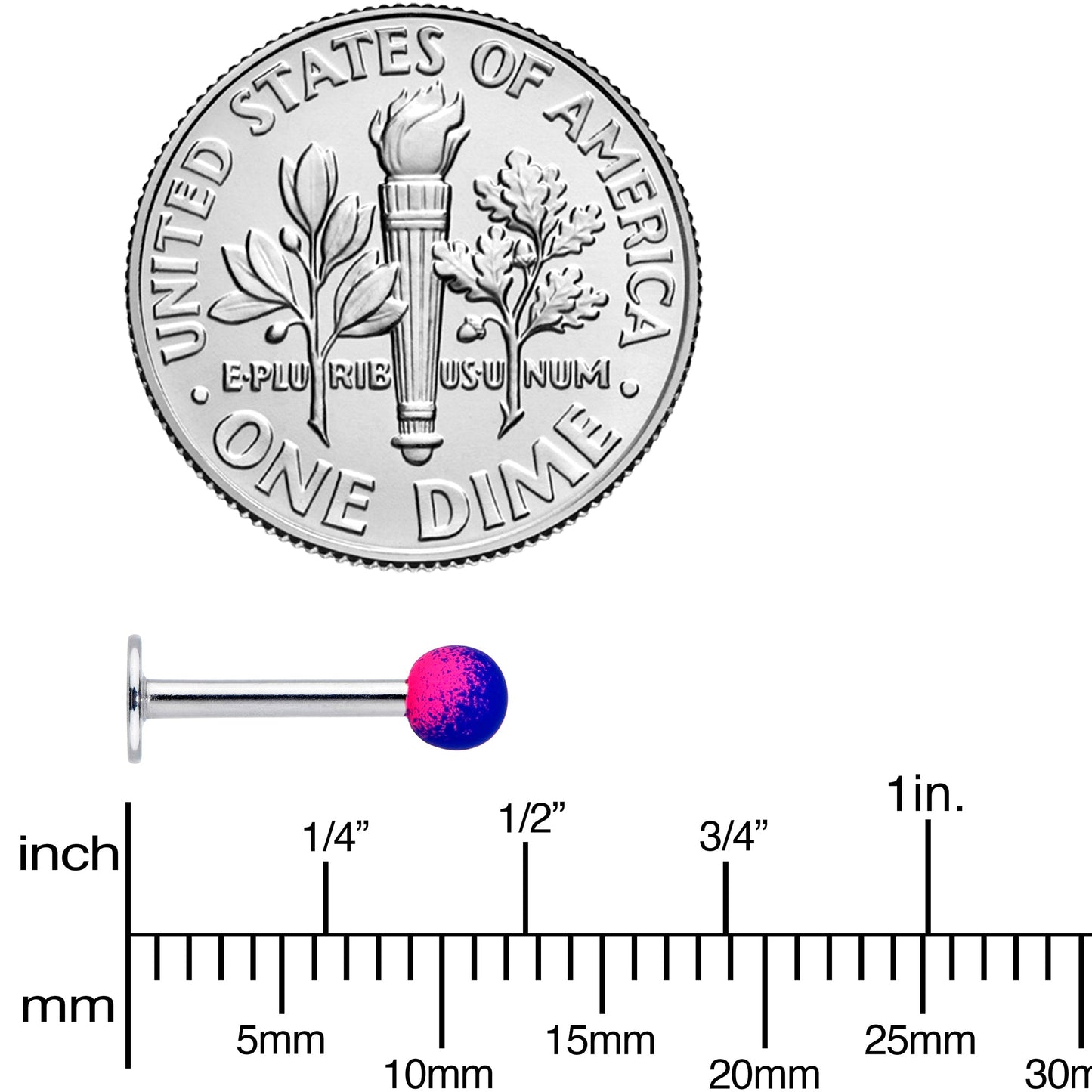 16G 5/16 Pink Blue Ombre Soft Finish Labret Monroe Tragus