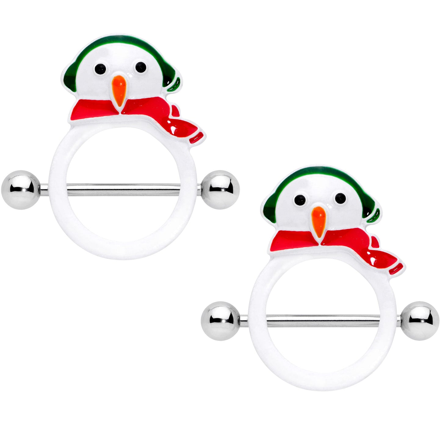 14G 9/16 Winter Snowman Christmas Nipple Shield Set