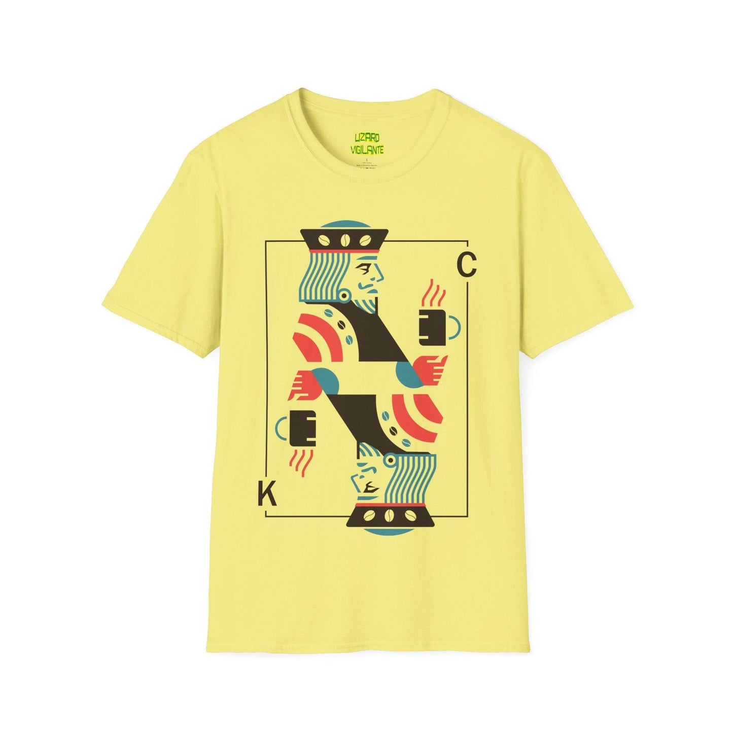 King Coffee Poker Playing Card Unisex Softstyle T-Shirt - Lizard Vigilante