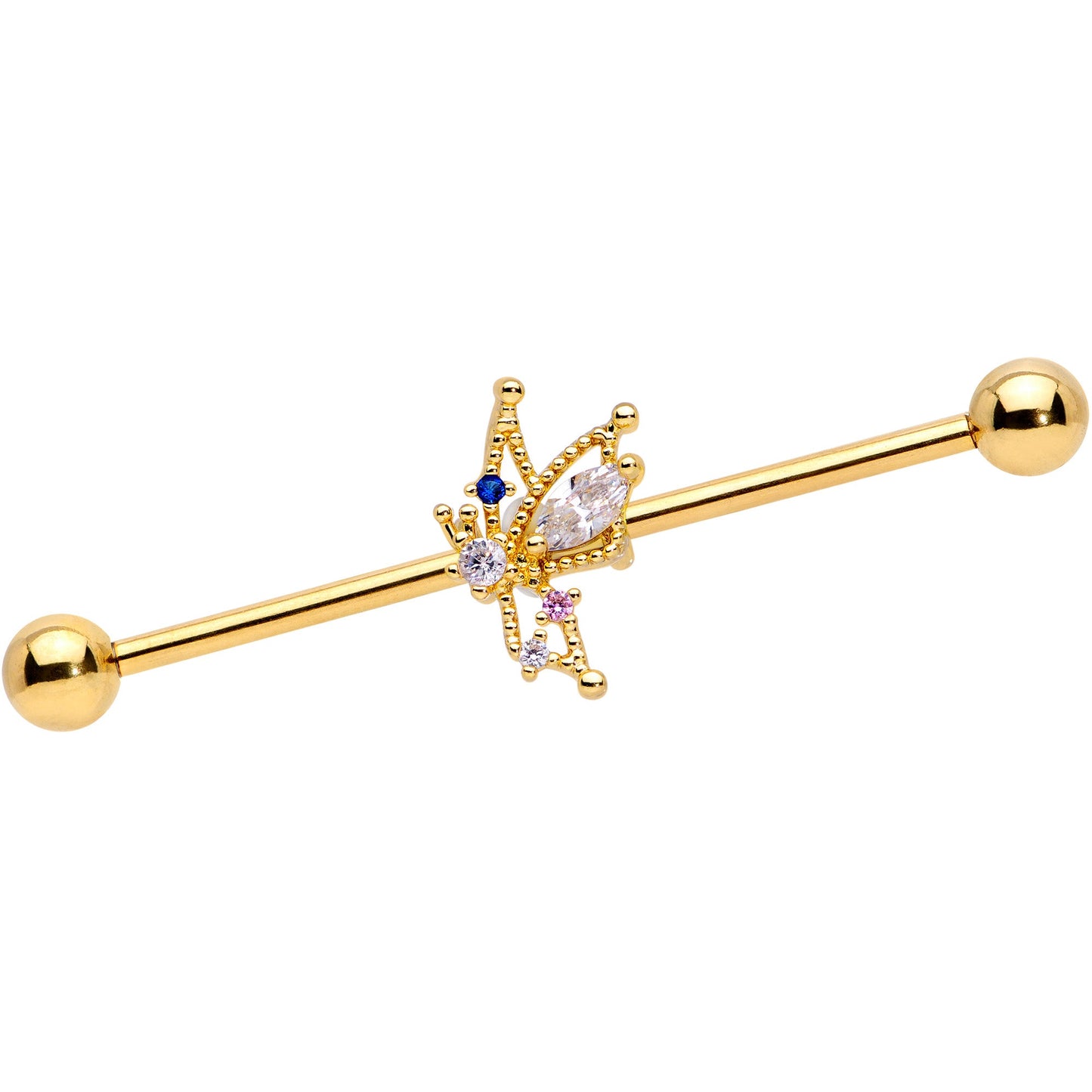 14G Clear CZ Gem Star Angel Christmas Industrial Barbell 38mm