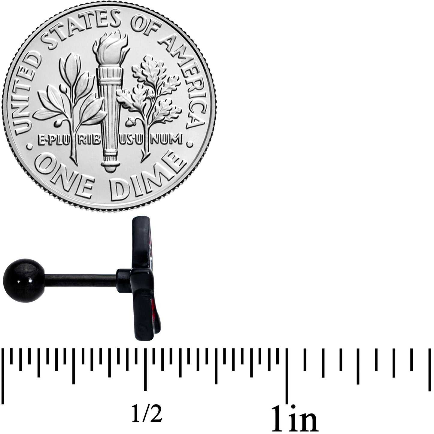 16G 1/4 Black Red Summer Kayak Boat Cartilage Tragus Earring