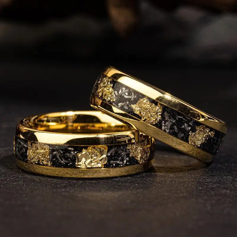 Fashion Men's Gold Starry Stainless Steel Ring