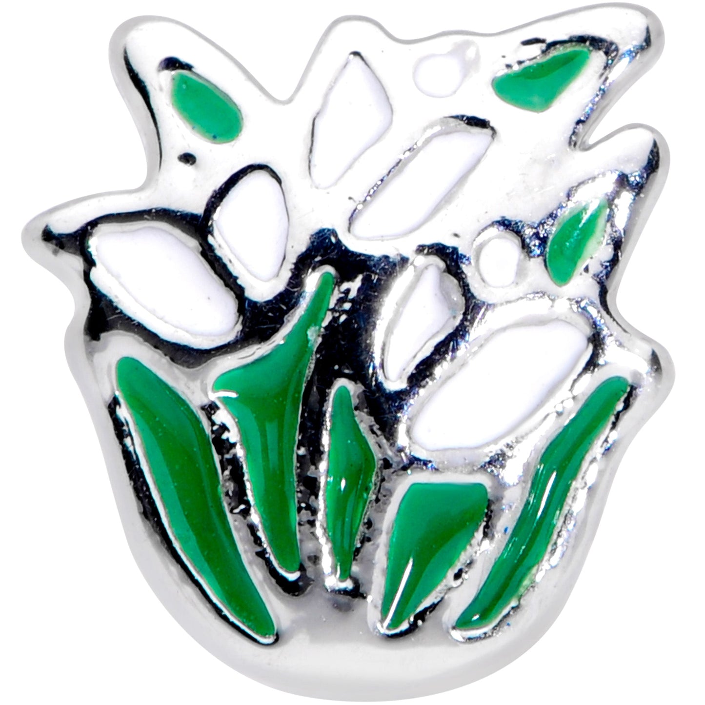 20G 1/4 Springtime White Tulip Flowers Nose Bone