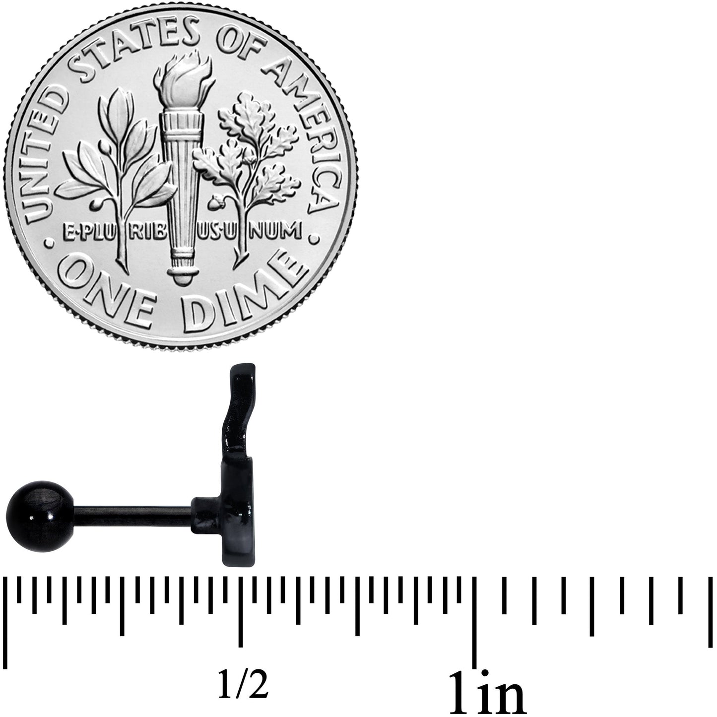 16G 1/4 Black Spatula Kitchen Cooking Cartilage Earring Set of 2