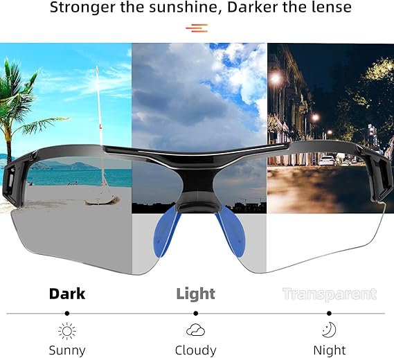 ROCKBROS Photochromic Cycling Sunglasses UV Protection Adaptive Lens