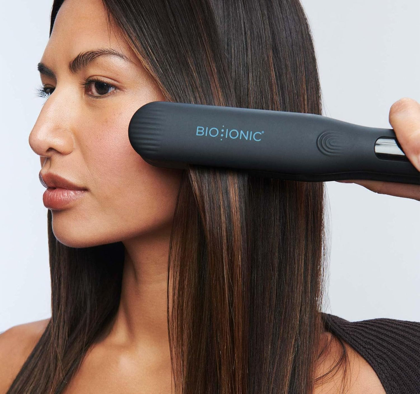 BIO IONIC Onepass Styling Flat Iron with NanoIonic & Moisturizing Heat Technology, Hydrated and Frizz-Free Hair, Ceramic Hair Straightener with Silicone Strip for Gentle OnePass Styling
