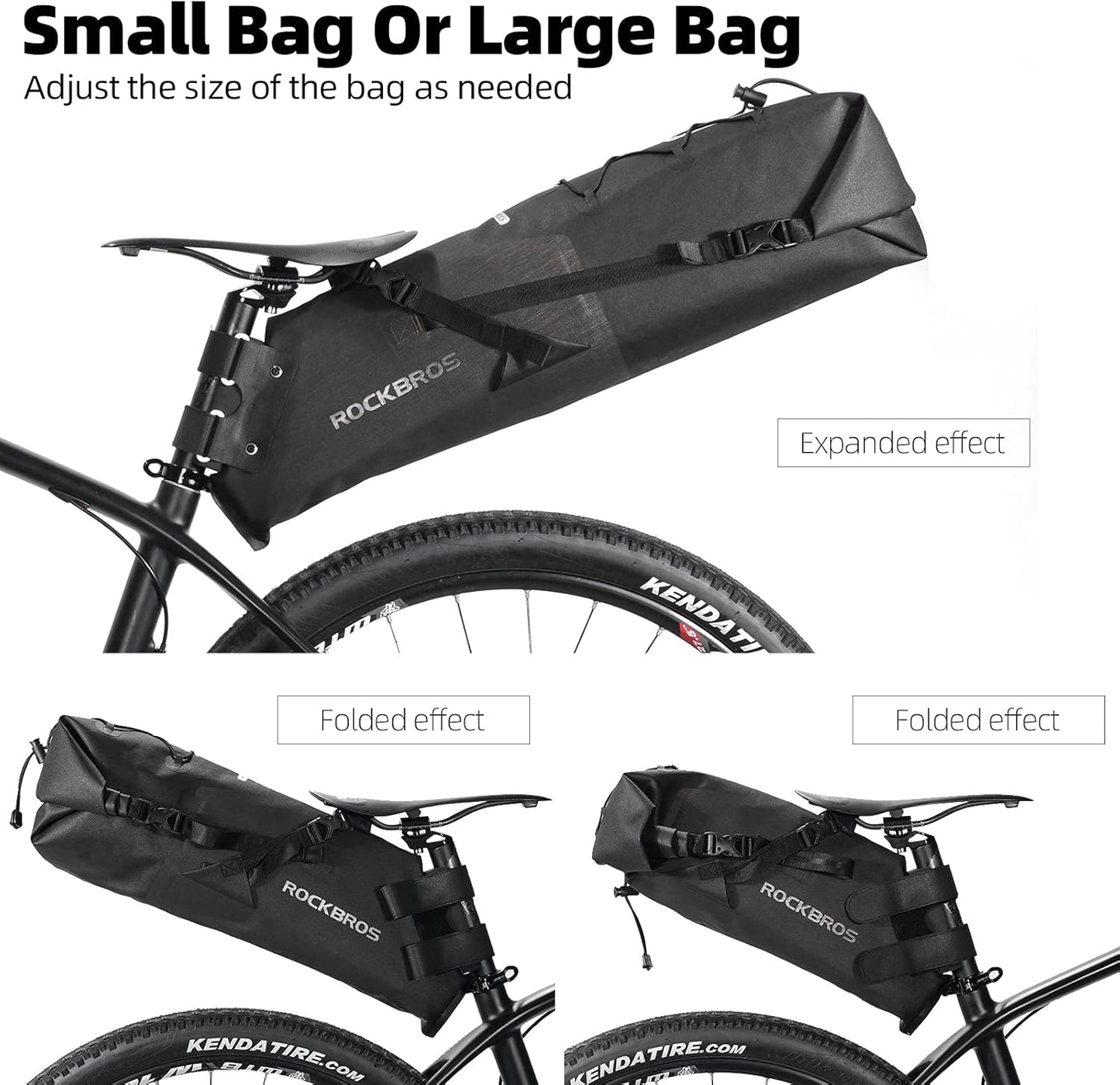 ROCKBROS Waterproof Bikepacking Saddle Bag 14L Adjustable Capacity Easy Install