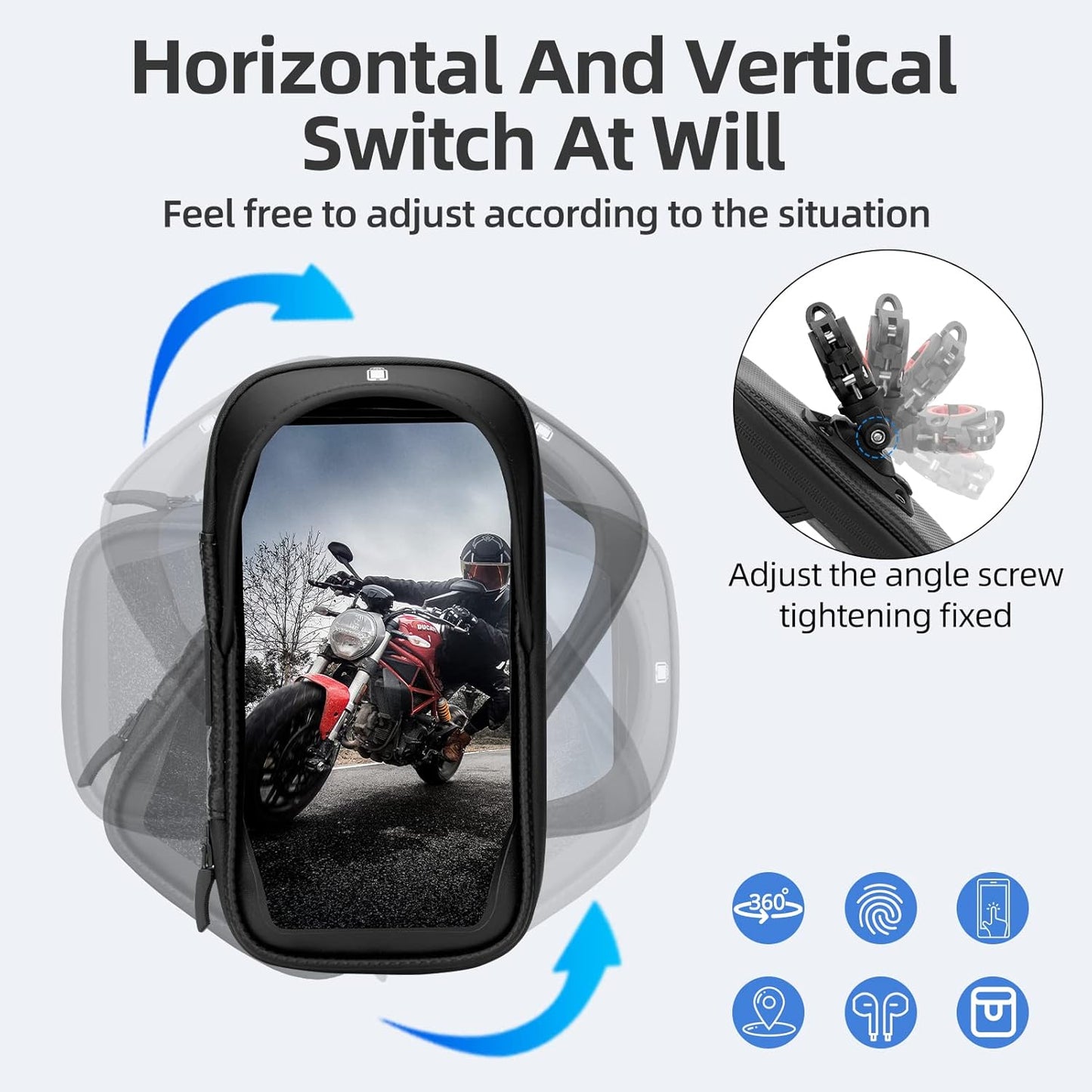 ROCKBROS Motorcycle Phone Mount Waterproof Handlebar Phone Bag