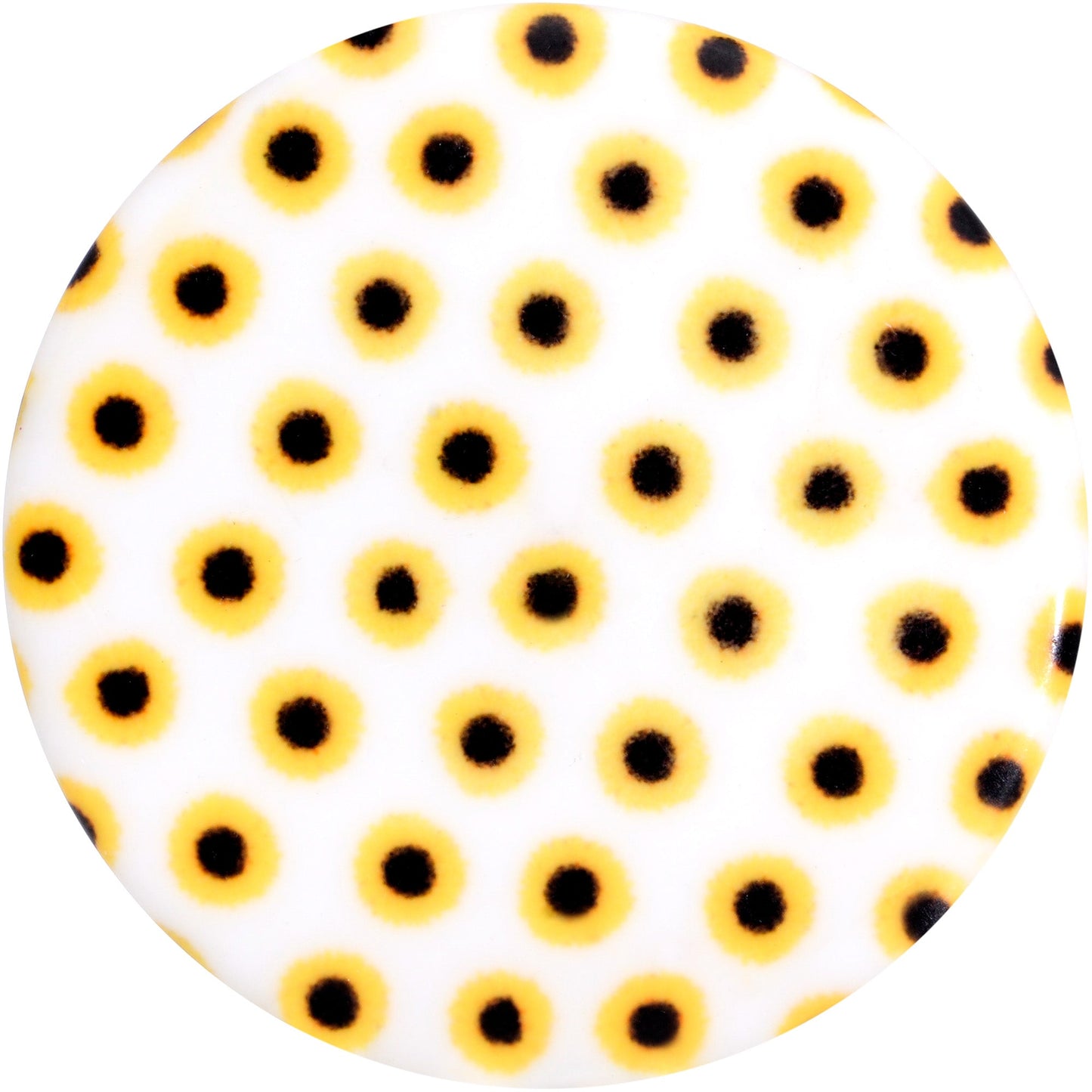 White Acrylic Scores of Sunflowers Double Flare Plug Set