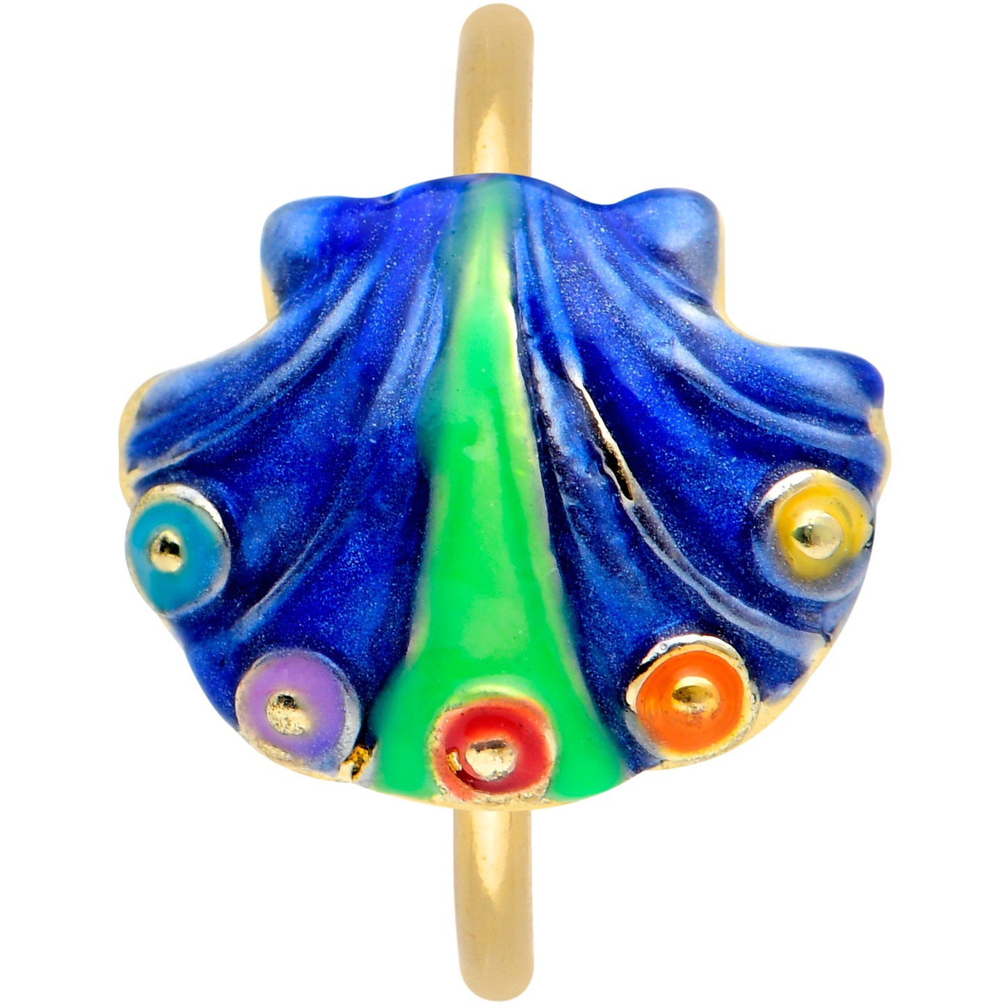 20G 5/16 Gold Tone Blue Shell Nose Hoop