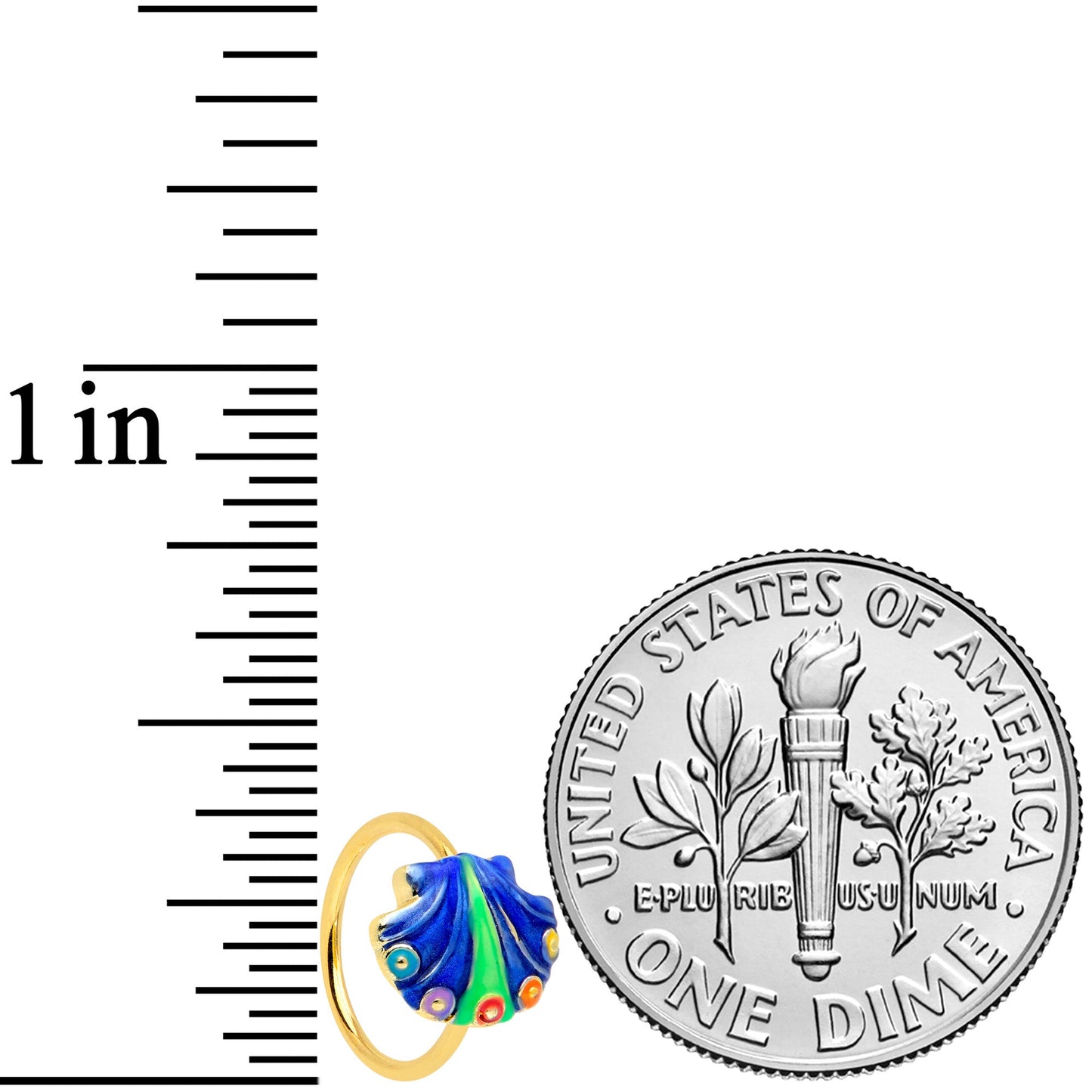 20G 5/16 Gold Tone Blue Shell Nose Hoop