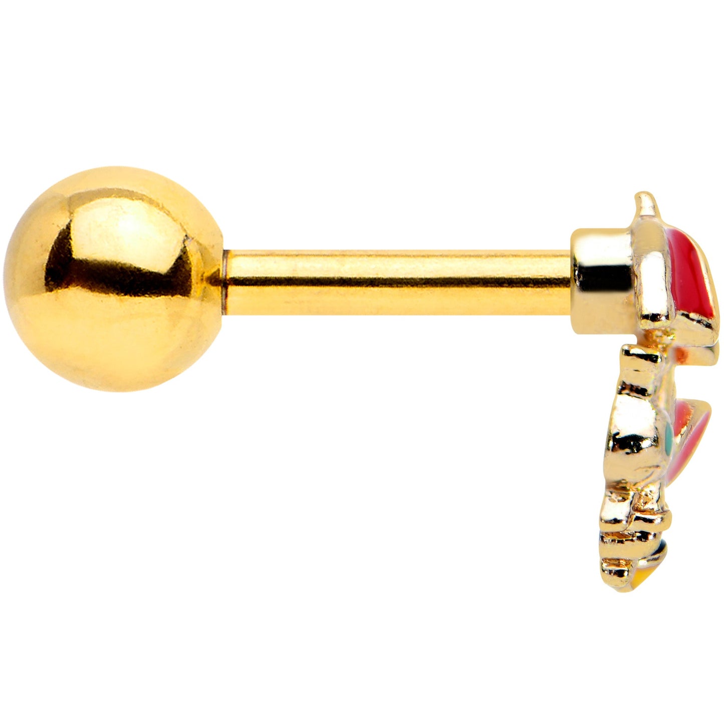 16G 1/4 Gold Tone Rainy Day Umbrella Bee Cartilage Tragus Earring