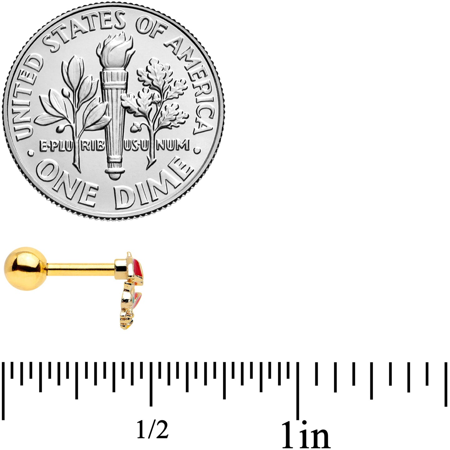 16G 1/4 Gold Tone Rainy Day Umbrella Bee Cartilage Tragus Earring