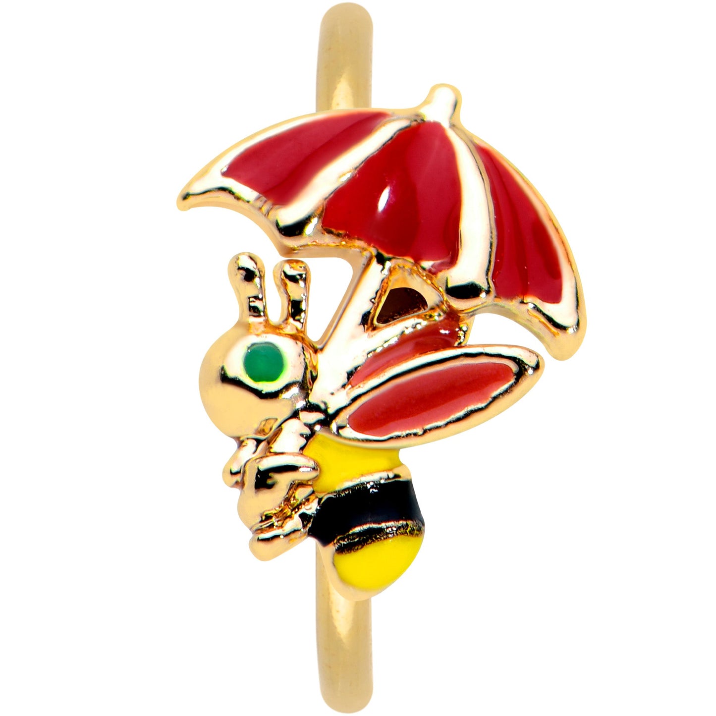 20G 5/16 Gold Tone Rainy Day Umbrella Bee Nose Hoop