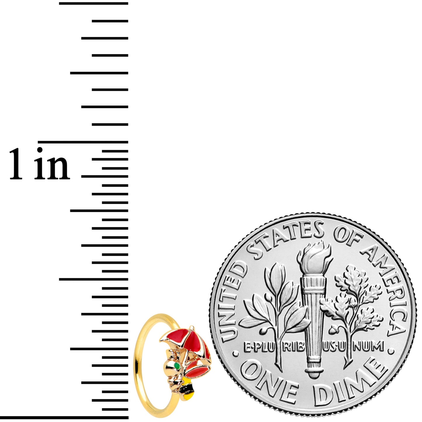 20G 5/16 Gold Tone Rainy Day Umbrella Bee Nose Hoop