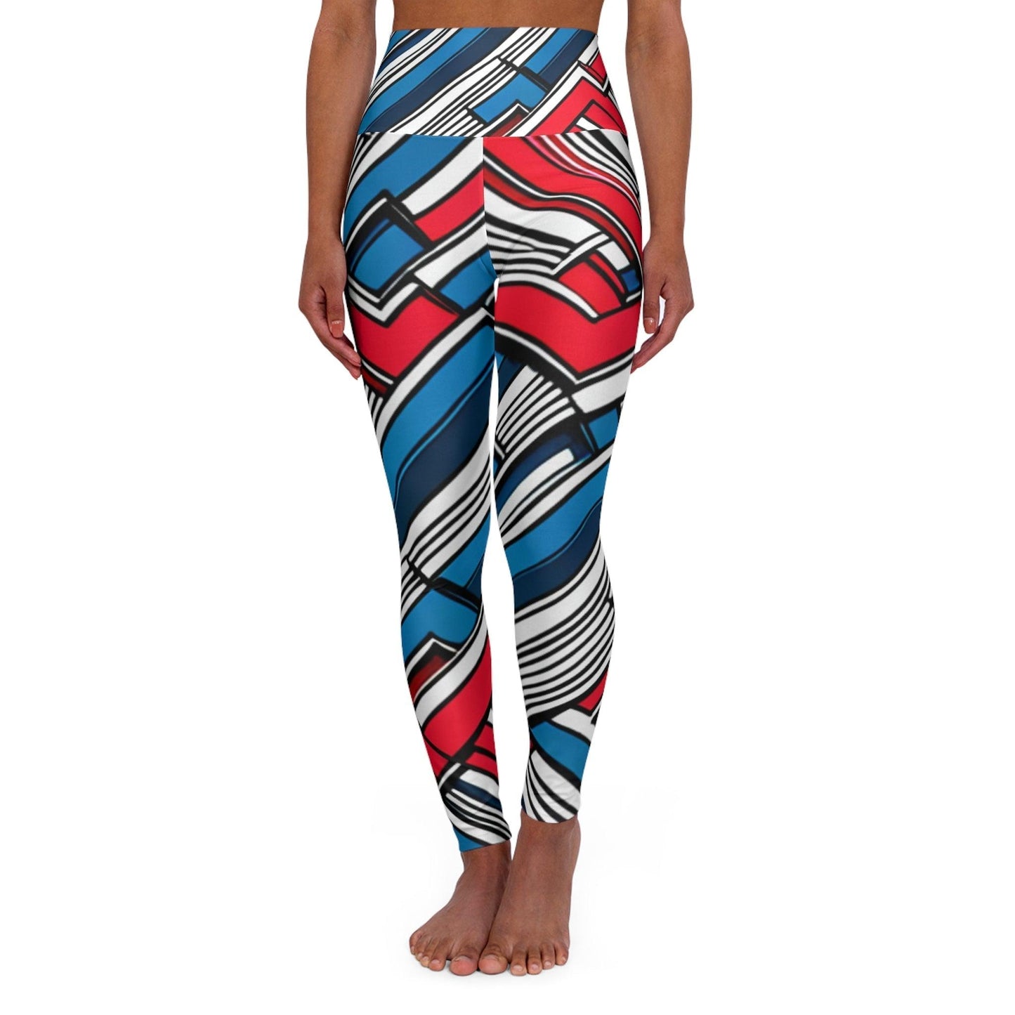 Geometric Patriot High Waisted Yoga Leggings - Lizard Vigilante