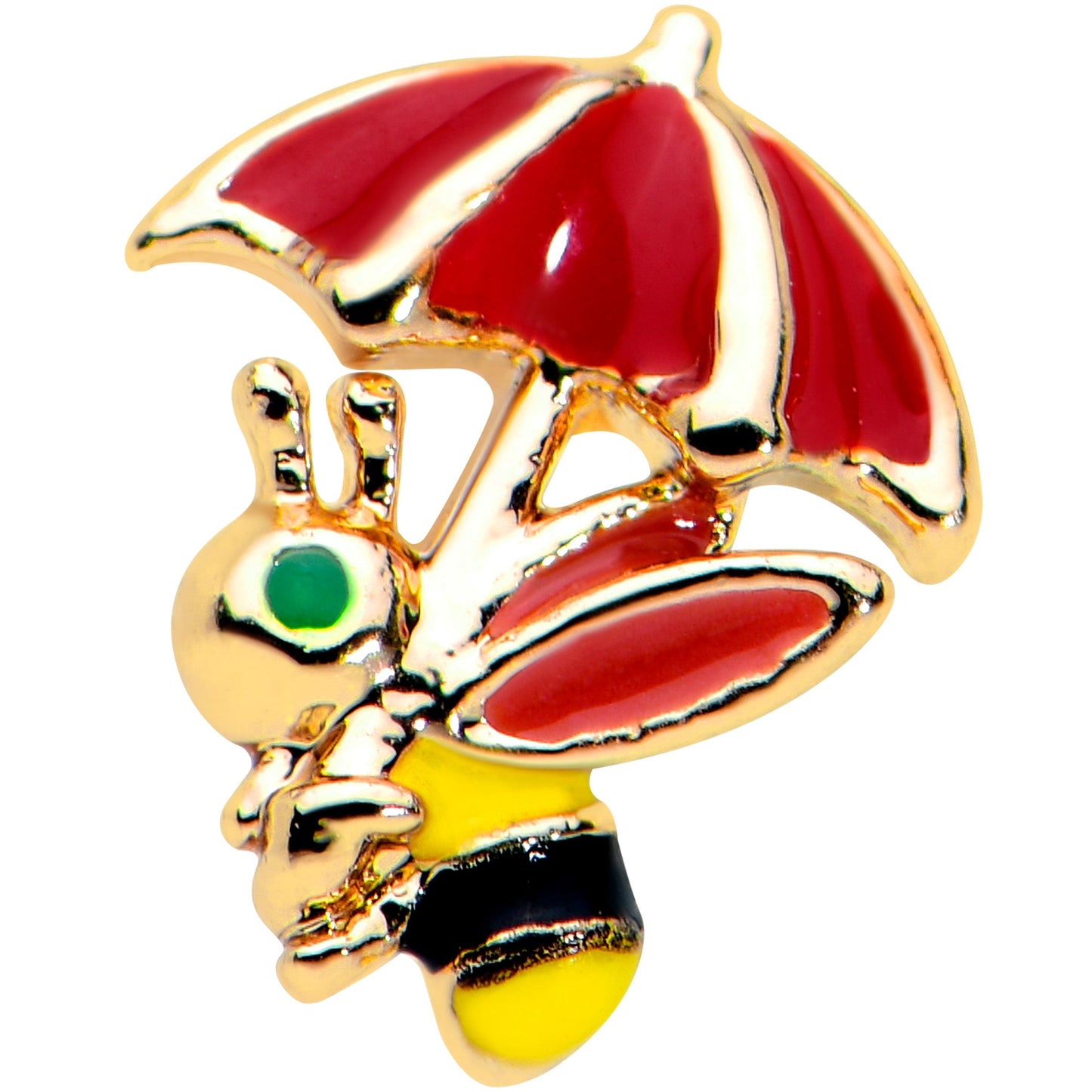 20G 1/4 Gold Tone Rainy Day Umbrella Bee Nose Bone
