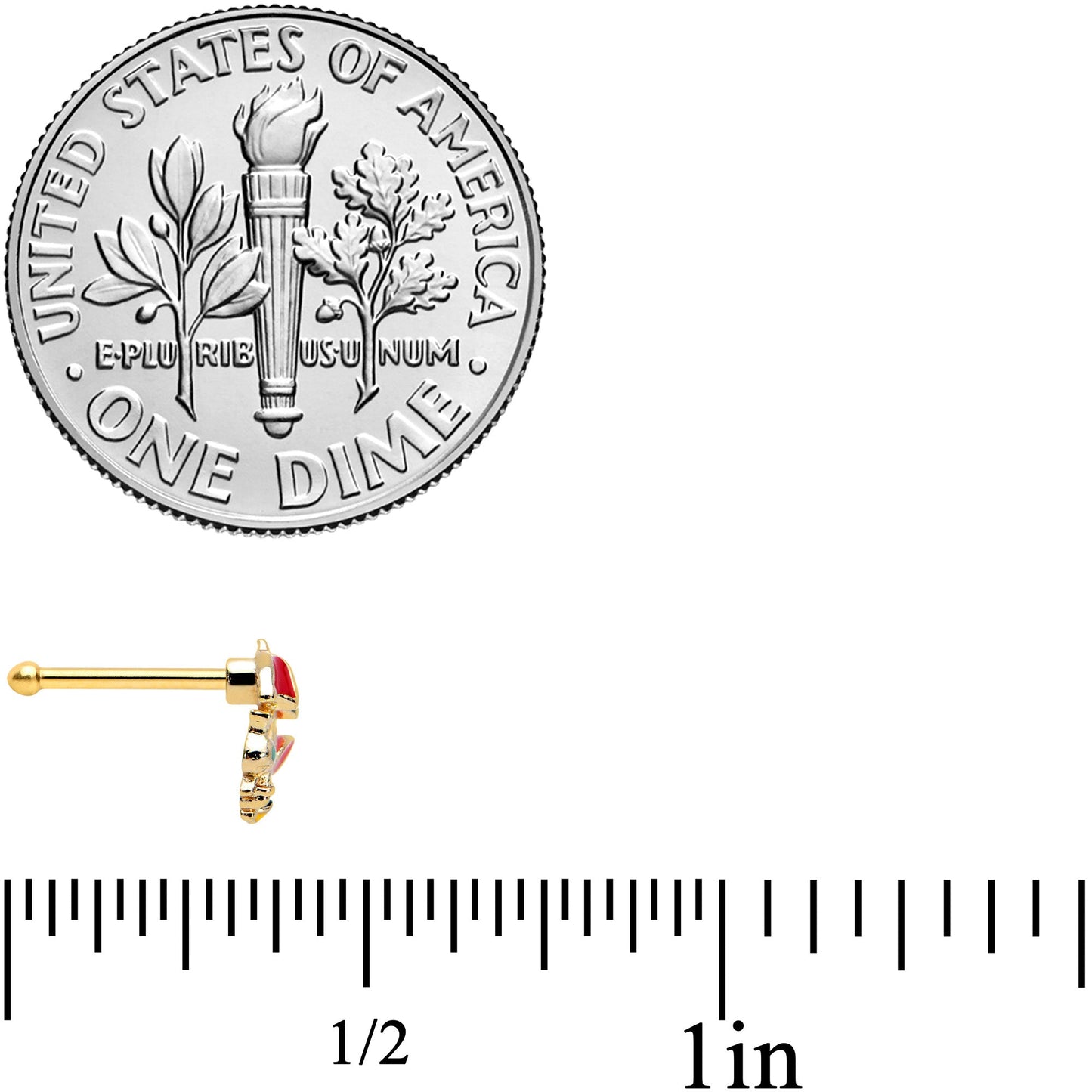 20G 1/4 Gold Tone Rainy Day Umbrella Bee Nose Bone