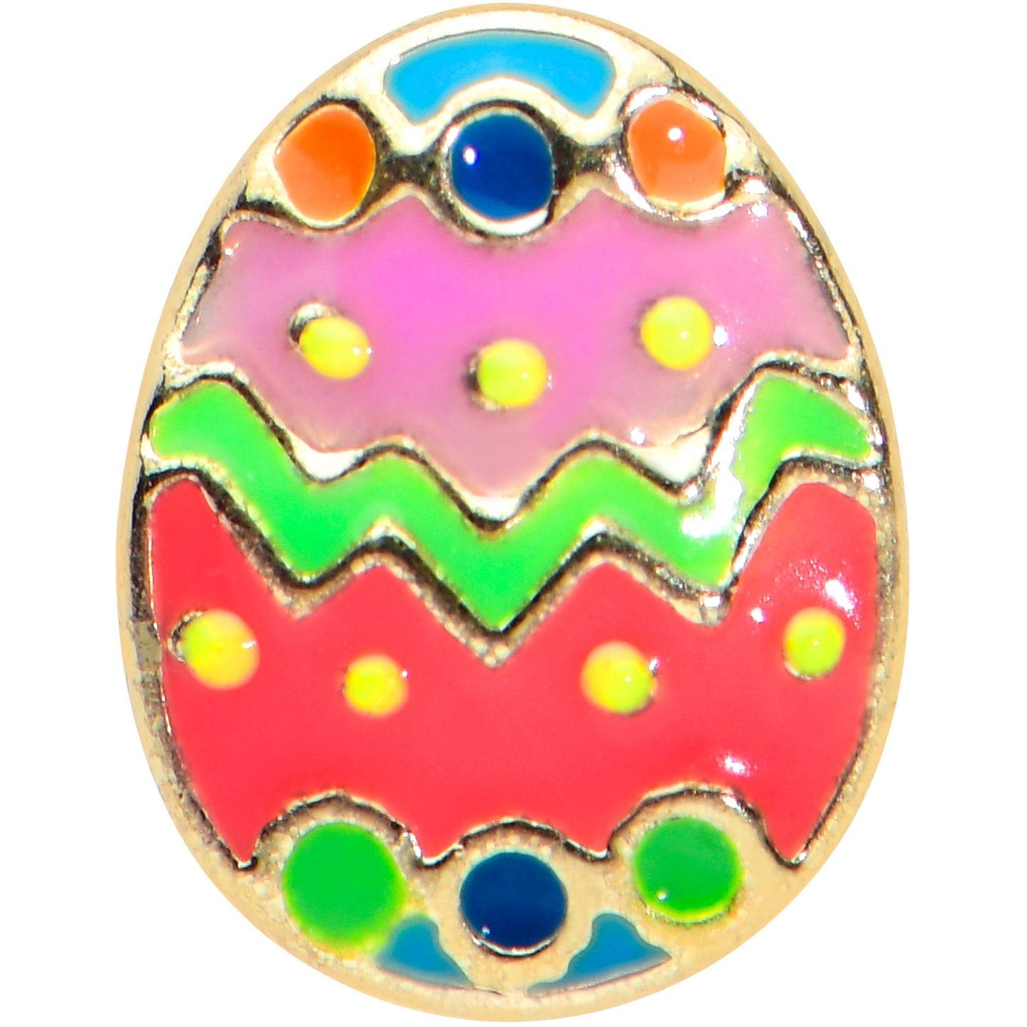 16G 1/4 Gold Tone Funky Painted Easter Egg Cartilage Tragus