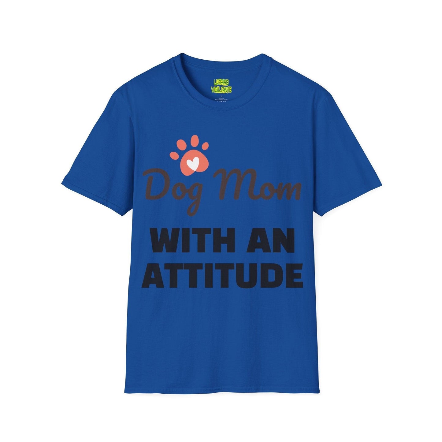 Dog Mom WITH AN ATTITUDE Unisex Softstyle T-Shirt - Lizard Vigilante