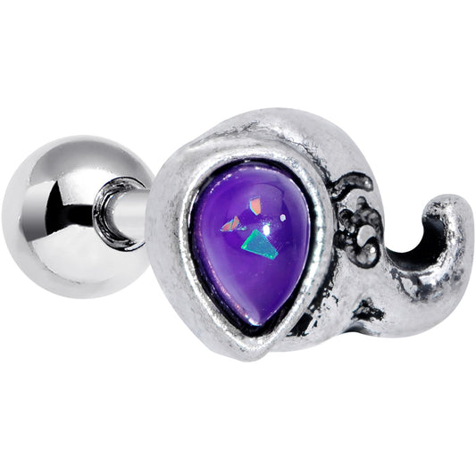 16G 1/4 Blue Faux Opal Elegant Elephant Cartilage Tragus Earring