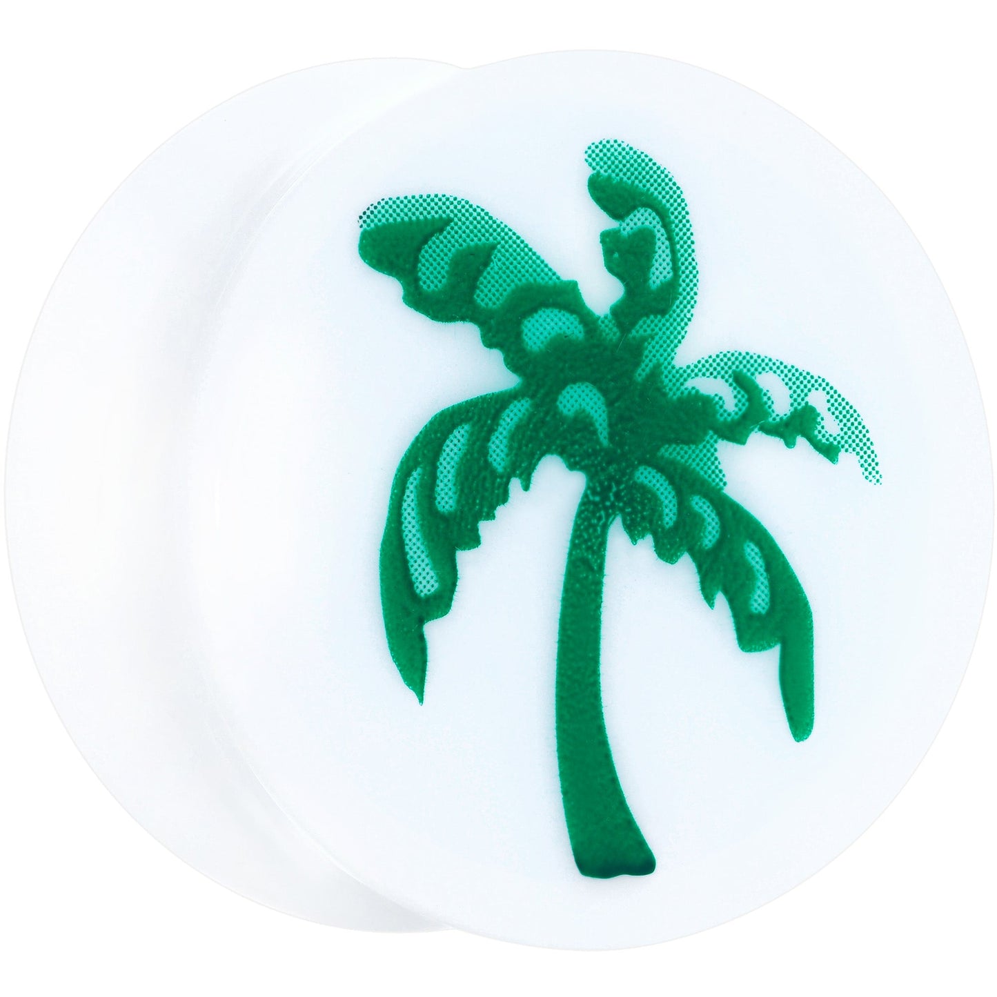 White Acrylic Green Palm Tree Saddle Plug Set