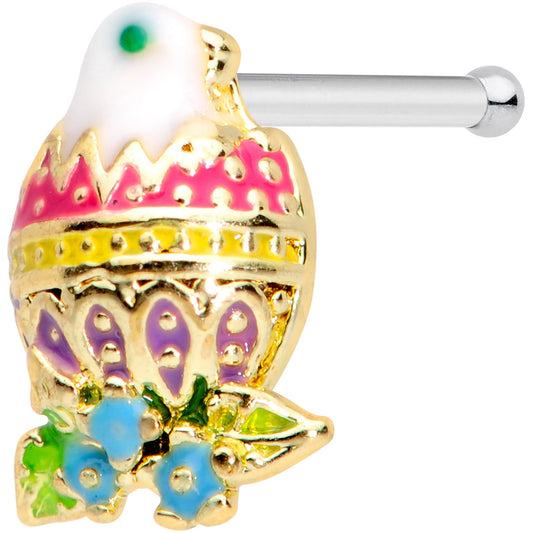 20G 1/4 Yellow Pink Hatched Easter Chick Nose Bone