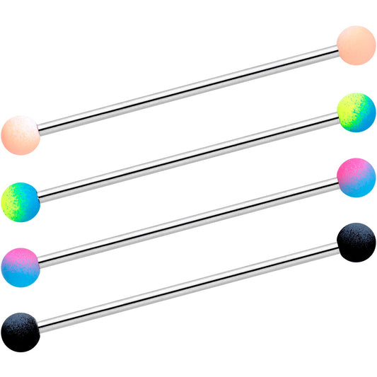 14G Blue Black Ombre Soft Finish Industrial Barbell 38mm Set of 4