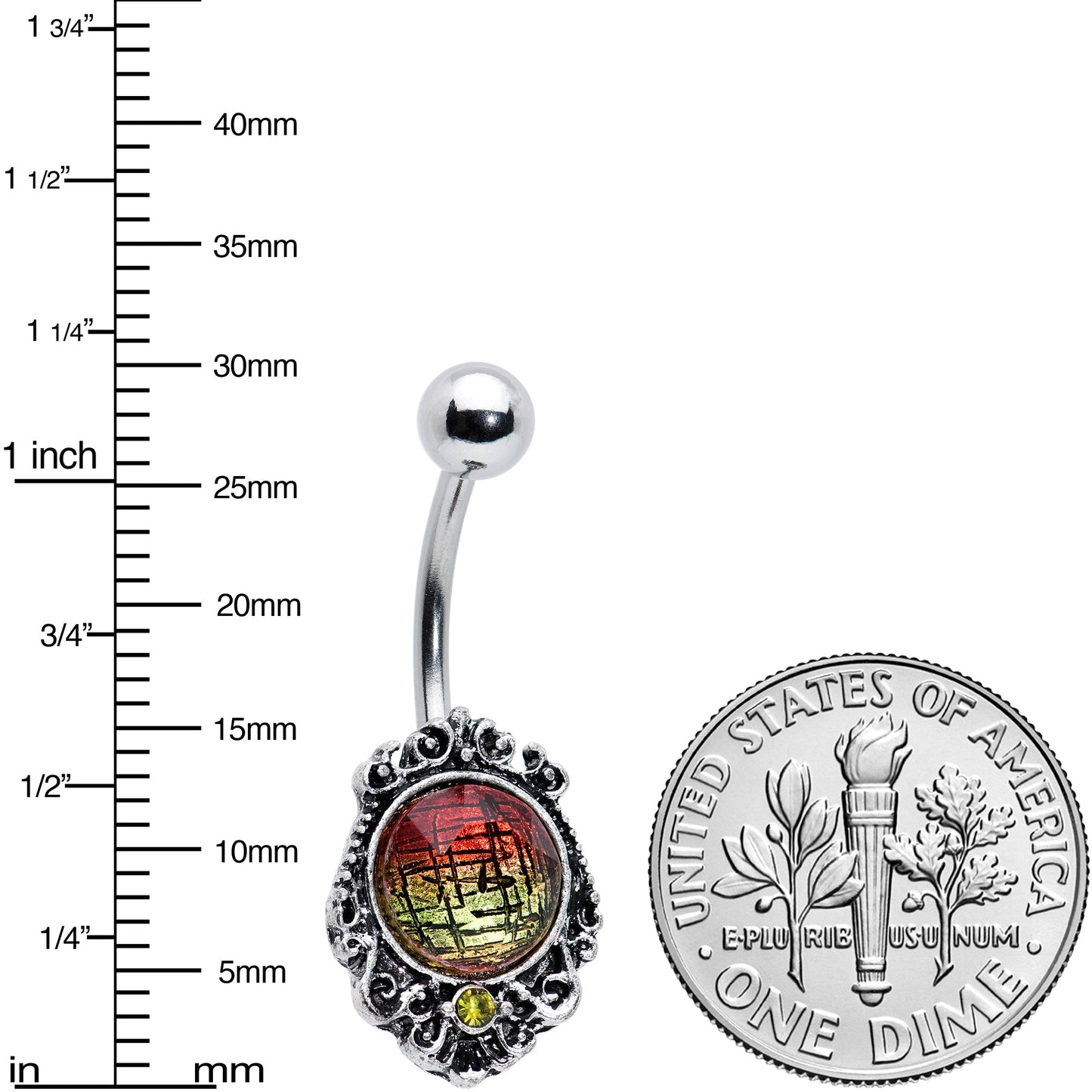 Sunset Tourmaline Orb Belly Ring