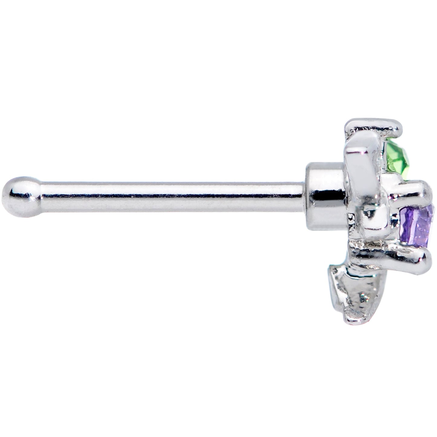 20G 1/4 Green Purple Gem Dragonfly Nose Bone