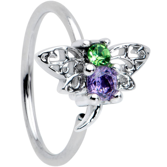 20G 5/16 Green Purple Gem Dragonfly Nose Hoop
