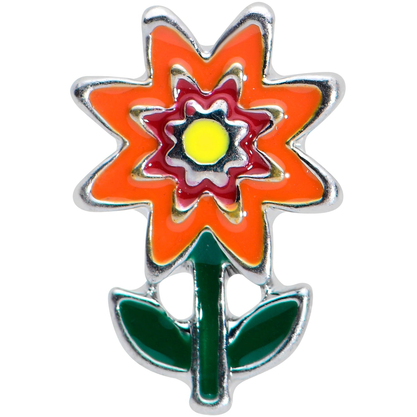 16G 1/4 Red Orange Fanciful Flower Cartilage Tragus Earring