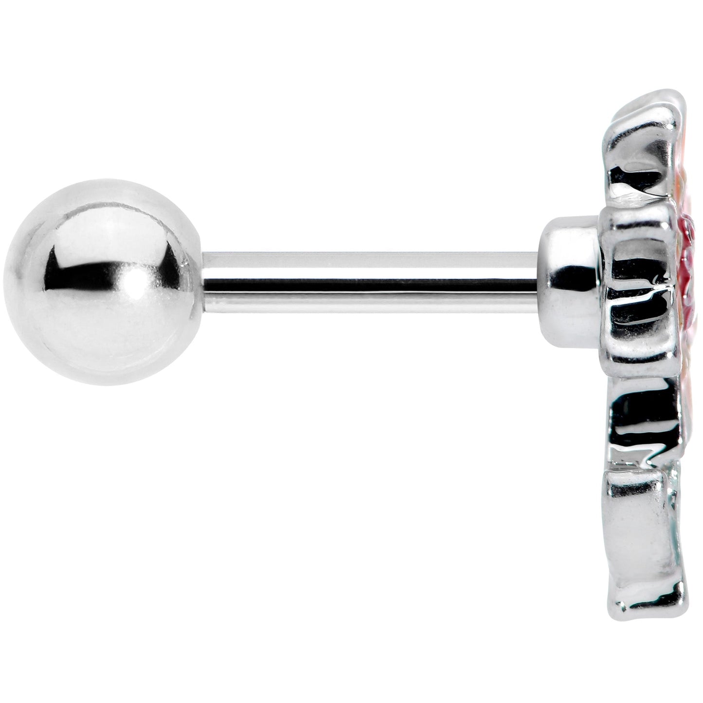 16G 1/4 Red Orange Fanciful Flower Cartilage Tragus Earring