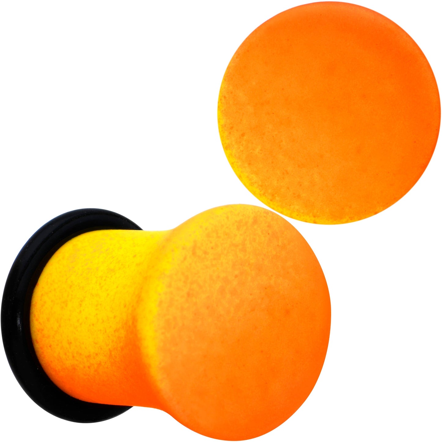 Orange Yellow Ombre Matte Acrylic Single Flare Plug Set Sizes 2mm-12mm