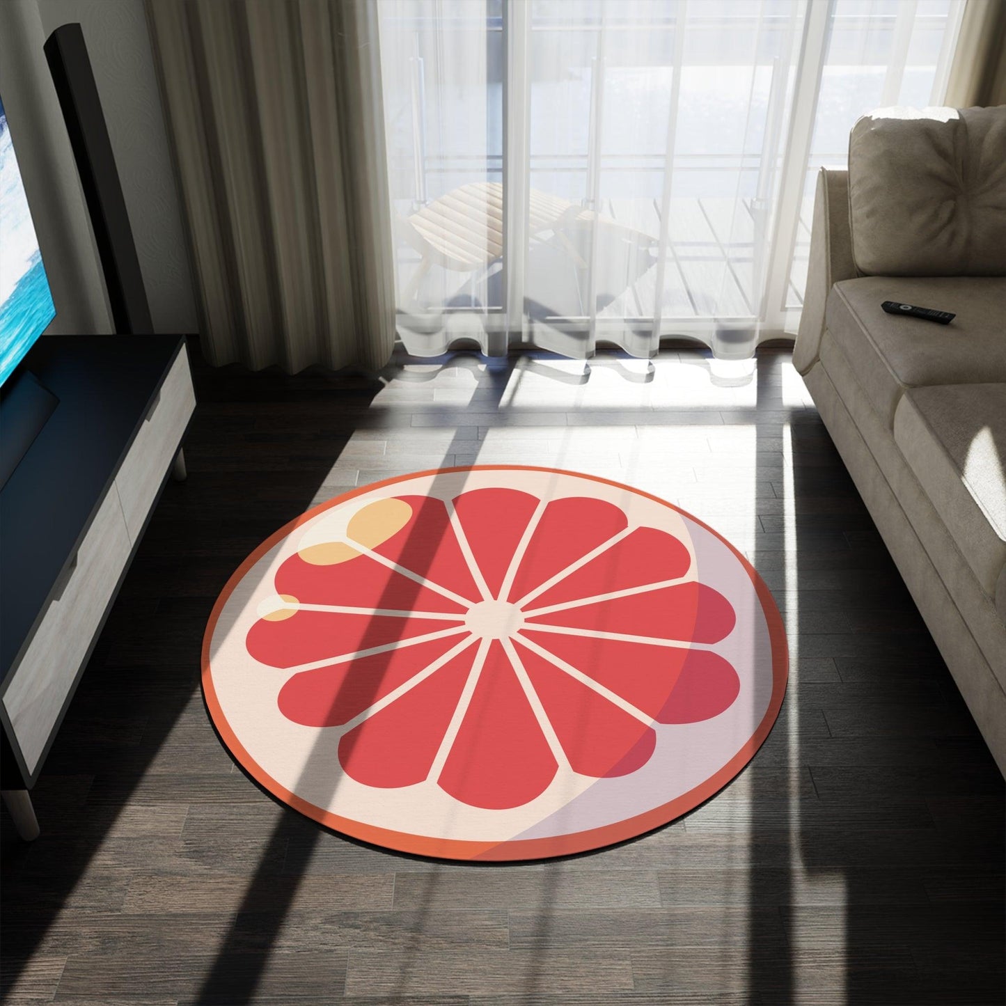 Grapefruit Sliced Round Rug - Lizard Vigilante