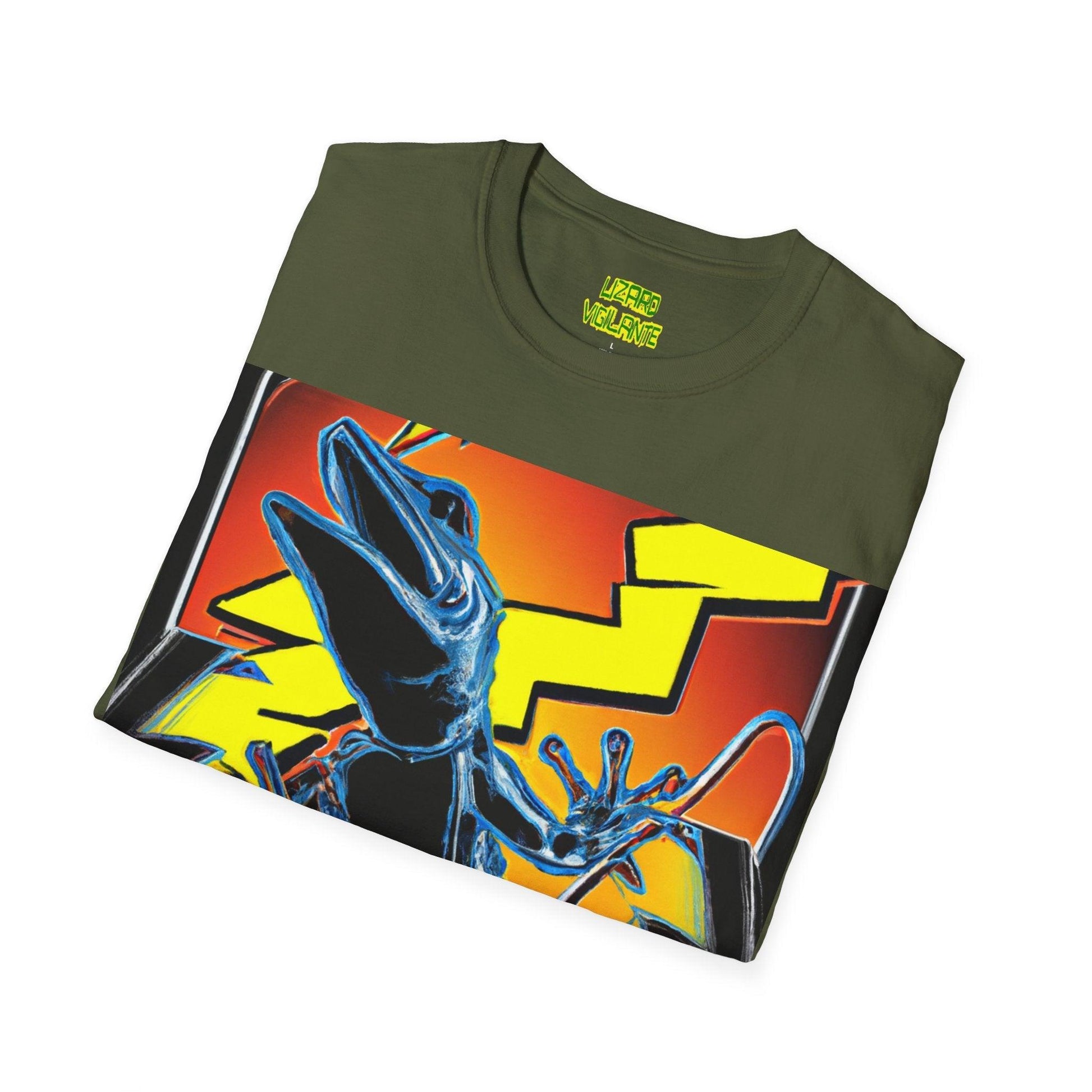 Lizard Lightning Graphical Unisex Softstyle T-Shirt - Lizard Vigilante