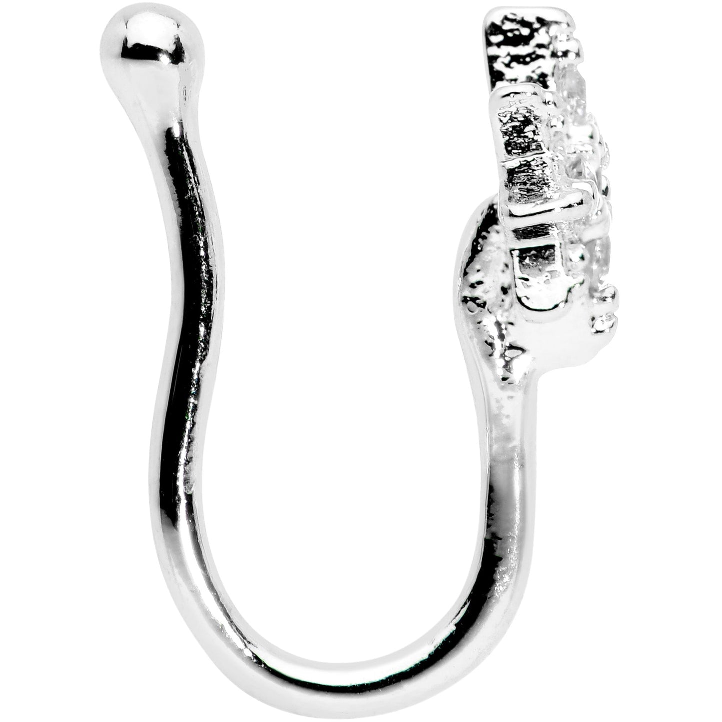 Clear Gem Compass Star Clip On Fake Nose Ring