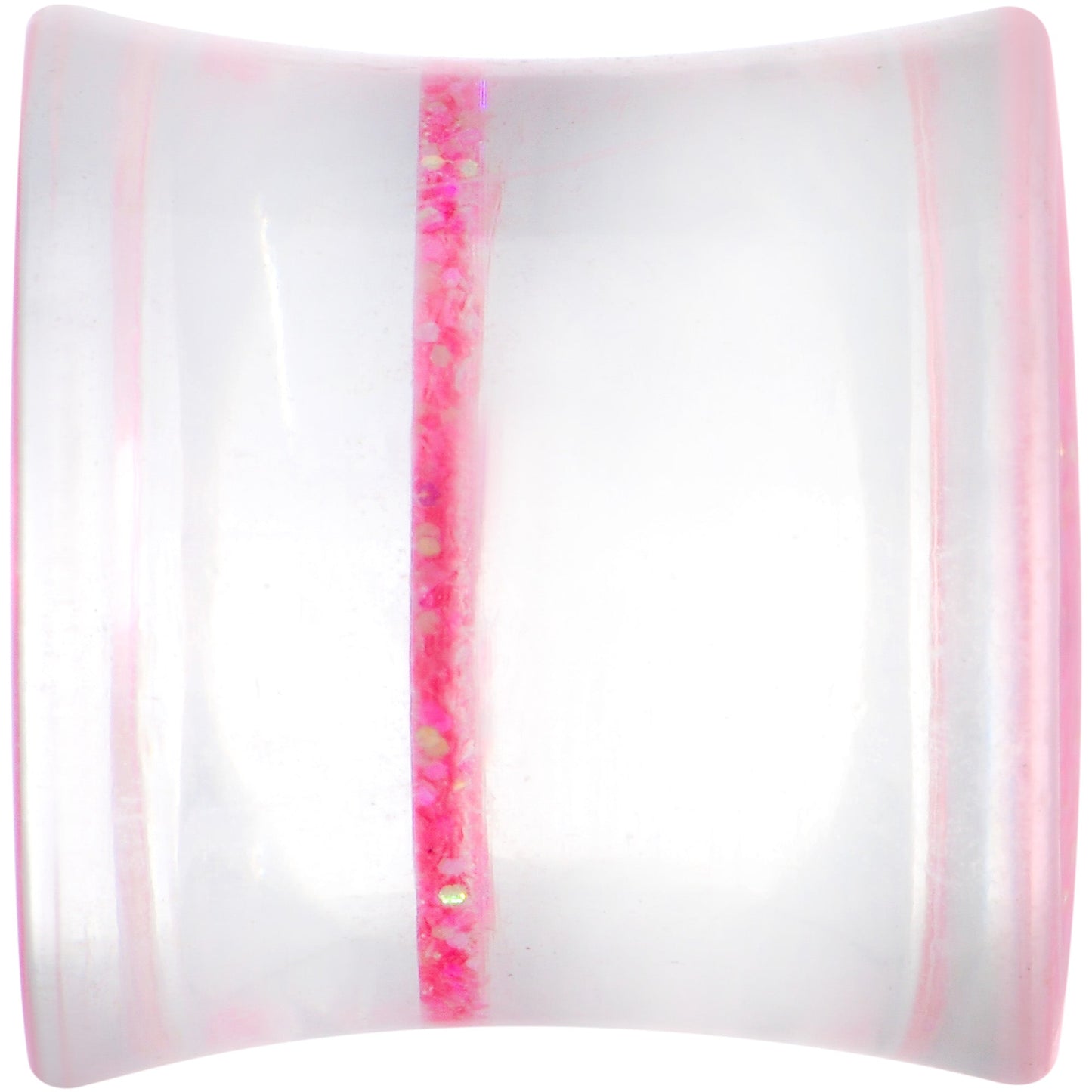 Clear Pink Acrylic Glitter Glam Saddle Plug Set