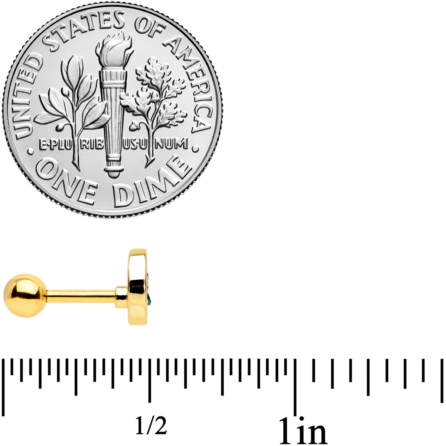 16G 1/4 Clear Green Gem Gold Hue Pot Leaf Circle Cartilage Tragus