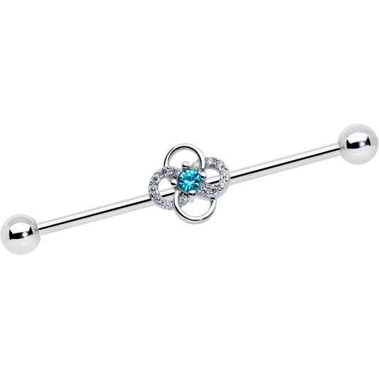 14G Clear Blue Gem Celtic Knot Industrial Barbell 38mm