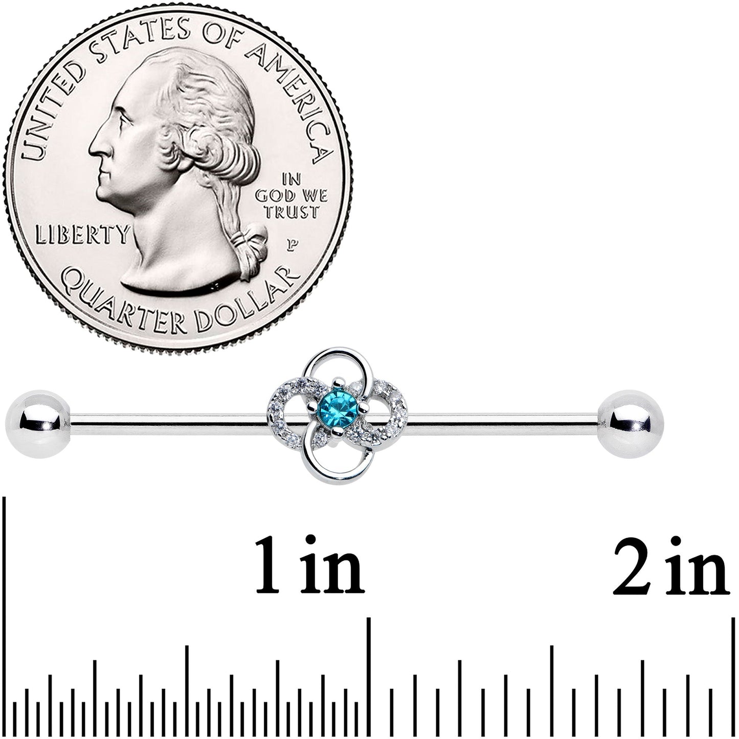 14G Clear Blue Gem Celtic Knot Industrial Barbell 38mm