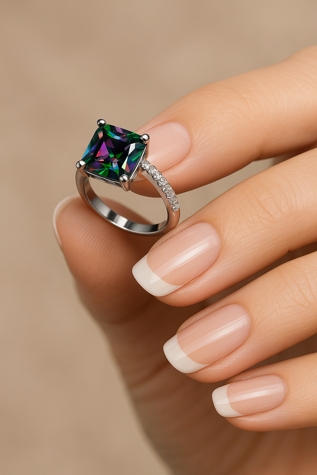 Princess Cut Mystic Topaz Ring