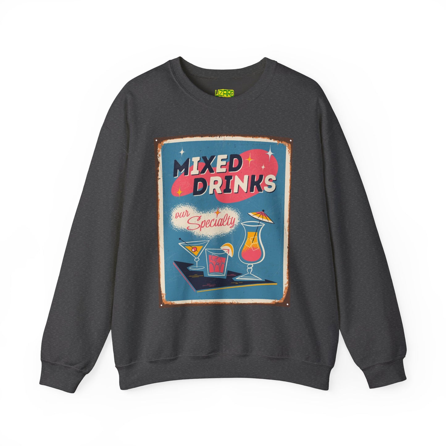 Mixed Drinks Crewneck Sweatshirt — Retro Cocktail Graphic Pullover