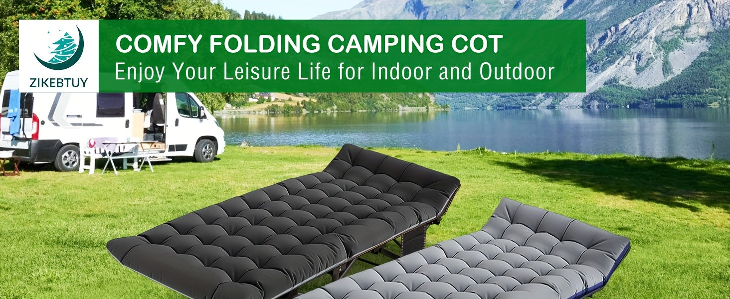 75" Heavy Duty Folding Bed Camping Cot - Portable, Collapsible Guest Bed with Carry Bag for Indoor & Outdoor Use - Premium cot from Lizard Vigilante - Just $79.99! Shop now at Lizard Vigilante