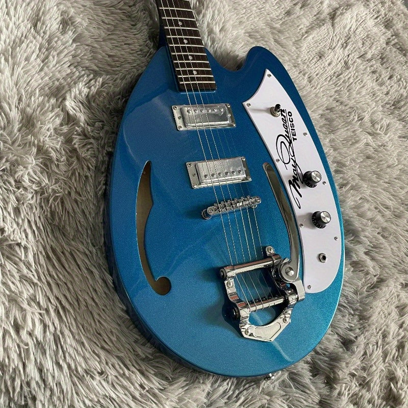 Deep Blue Semi Hollow Electric Guitar 6 String Irregular Body Rosewood Fingerboard H-H Pickup Vibrato Bridge Factory Customized High-quality Hardware Accessories US Stock - Premium  from Lizard Vigilante - Just $545.99! Shop now at Lizard Vigilante